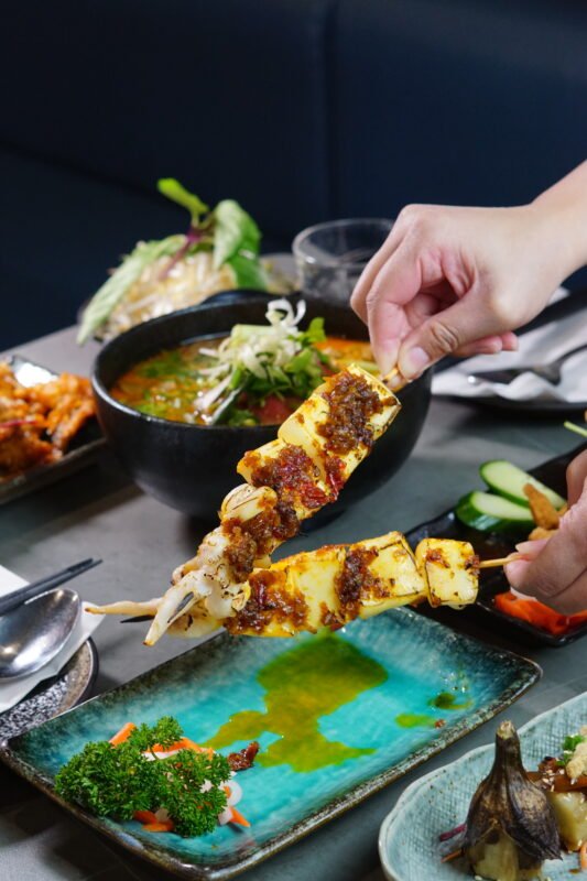16. Grilled Chili Salt & Pepper Squid Skewers